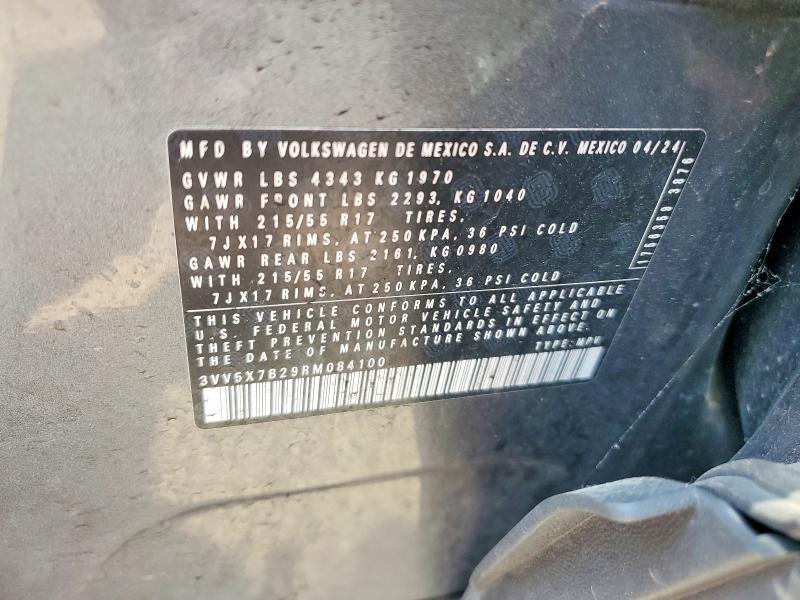 Aukcja sprzedaży 2024 Volkswagen Taos, vin: 3VV5X7B29RM084100, numer aukcji: 60082786