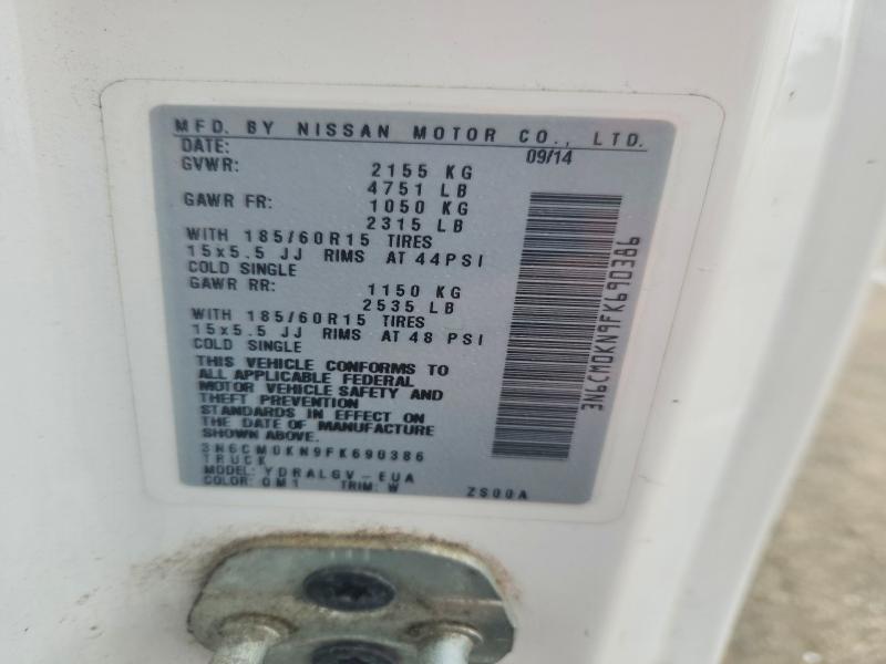 2015 Nissan Nv200 მანქანა იყიდება აუქციონზე, vin: 3N6CM0KN9FK690386, აუქციონის ნომერი: 59048196