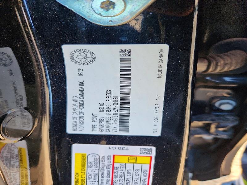 Aukcja sprzedaży 2022 Honda Civic, vin: 2HGFE1F92NH001680, numer aukcji: 61284346