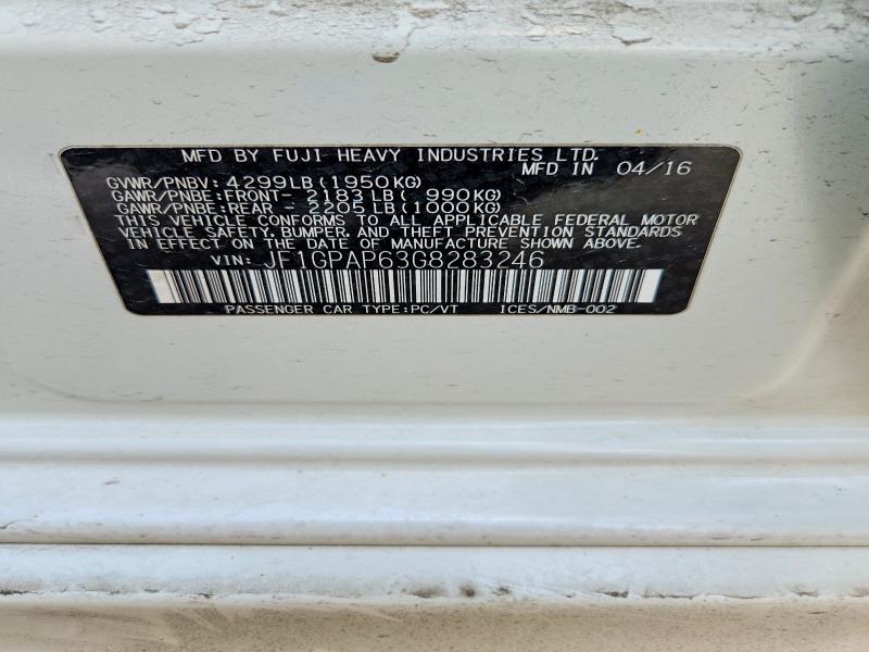 2016 Subaru Impreza მანქანა იყიდება აუქციონზე, vin: JF1GPAP63G8283246, აუქციონის ნომერი: 60407096