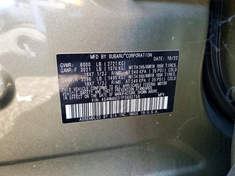 Продажа на аукционе авто 2023 Subaru Ascent, vin: 4S4WMAED1P3402758, номер лота: 62944826