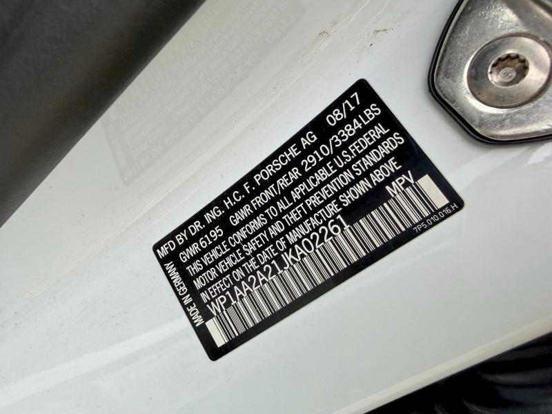 60371366 :رقم المزاد ، WP1AA2A21JKA02261 vin ، 2018 Porsche Cayenne مزاد بيع