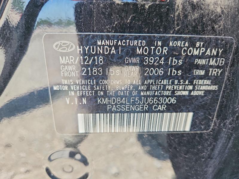 Продаж на аукціоні авто 2018 Hyundai Elantra, vin: KMHD84LF5JU663006, номер лоту: 63052086