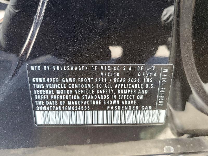 2015 Volkswagen Gti მანქანა იყიდება აუქციონზე, vin: 3VW4T7AU1FM034535, აუქციონის ნომერი: 59726066