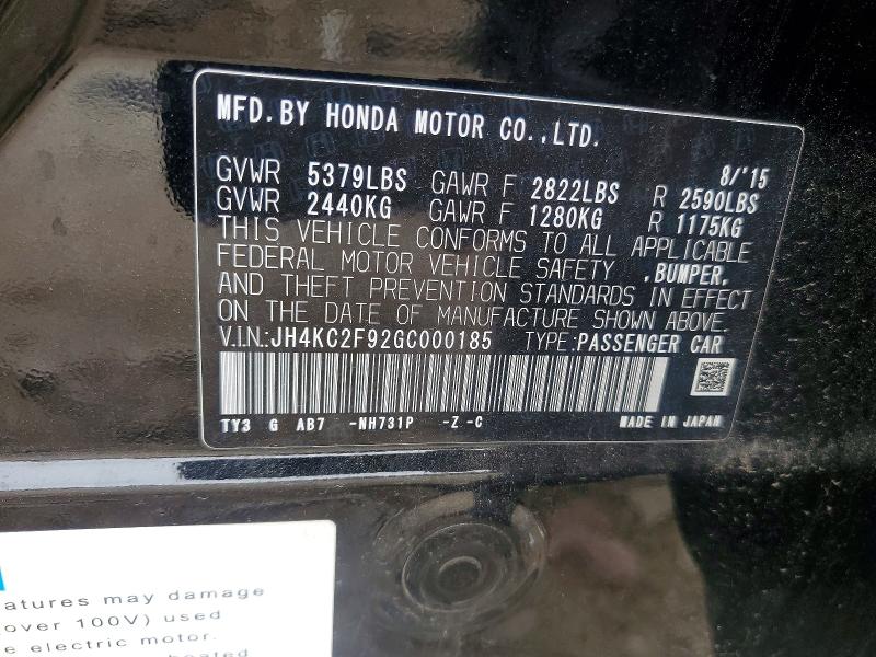 Продаж на аукціоні авто 2016 Acura Rlx, vin: JH4KC2F92GC000185, номер лоту: 62588276
