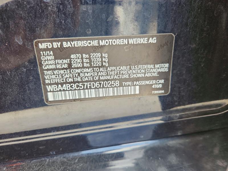 2015 Bmw 435 მანქანა იყიდება აუქციონზე, vin: WBA4B3C57FD670258, აუქციონის ნომერი: 59345916