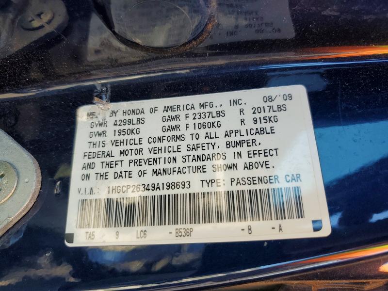 Aukcja sprzedaży 2009 Honda Accord, vin: 1HGCP26349A198693, numer aukcji: 61733516