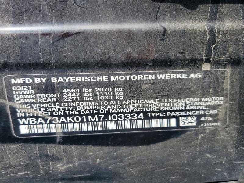 61435806 :رقم المزاد ، WBA73AK01M7J03334 vin ، 2021 Bmw 228xi مزاد بيع