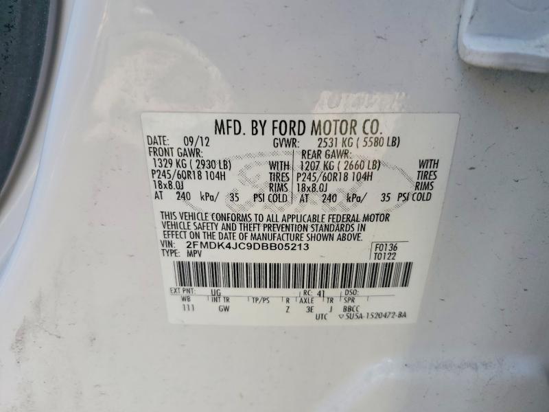 2013 Ford Edge მანქანა იყიდება აუქციონზე, vin: 2FMDK4JC9DBB05213, აუქციონის ნომერი: 62329566