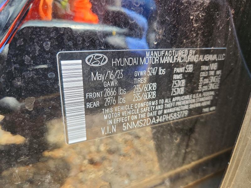 Aukcja sprzedaży 2023 Hyundai Santa Fe, vin: 5NMS2DAJ4PH583779, numer aukcji: 59876796