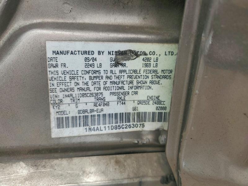 60786026 :رقم المزاد ، 1N4AL11D85C263075 vin ، 2005 Nissan Altima مزاد بيع