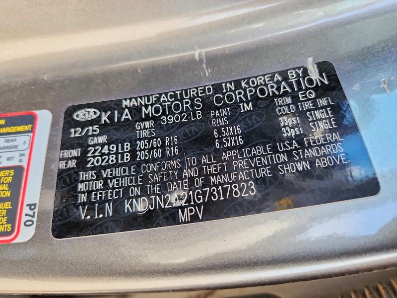 Aukcja sprzedaży 2016 Kia Soul, vin: KNDJN2A21G7317823, numer aukcji: 60697316