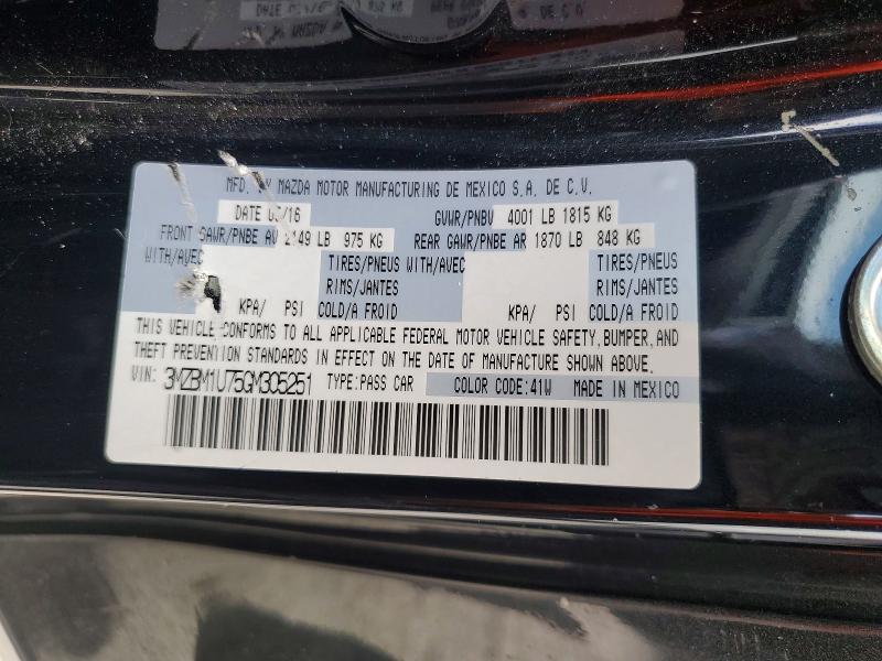 60686786 :رقم المزاد ، 3MZBM1U75GM305251 vin ، 2016 Mazda 3 مزاد بيع