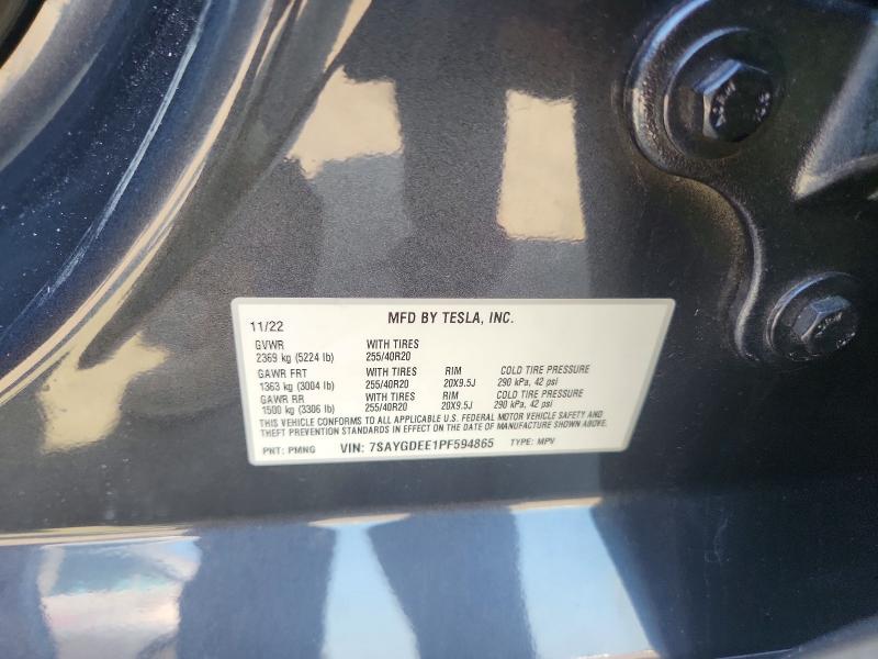 Продажа на аукционе авто 2023 Tesla Model Y, vin: 7SAYGDEE1PF594865, номер лота: 59320216
