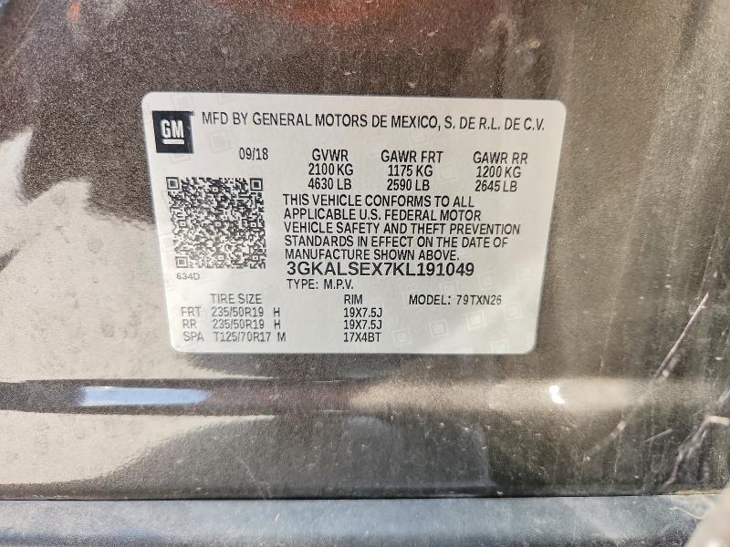 2019 Gmc Terrain მანქანა იყიდება აუქციონზე, vin: 3GKALSEX7KL191049, აუქციონის ნომერი: 73344975