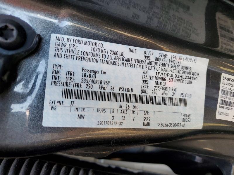 Aukcja sprzedaży 2017 Ford Focus, vin: 1FADP3L93HL234190, numer aukcji: 61719536