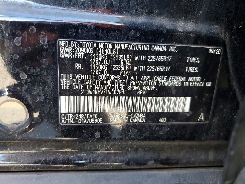 Продажа на аукционе авто 2020 Toyota Rav4, vin: 2T3W1RFV7LW102815, номер лота: 60201846
