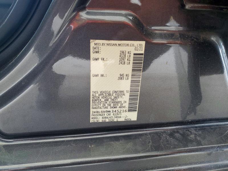 Продаж на аукціоні авто 2021 Nissan Altima, vin: 1N4BL4DV9MN345216, номер лоту: 60685286