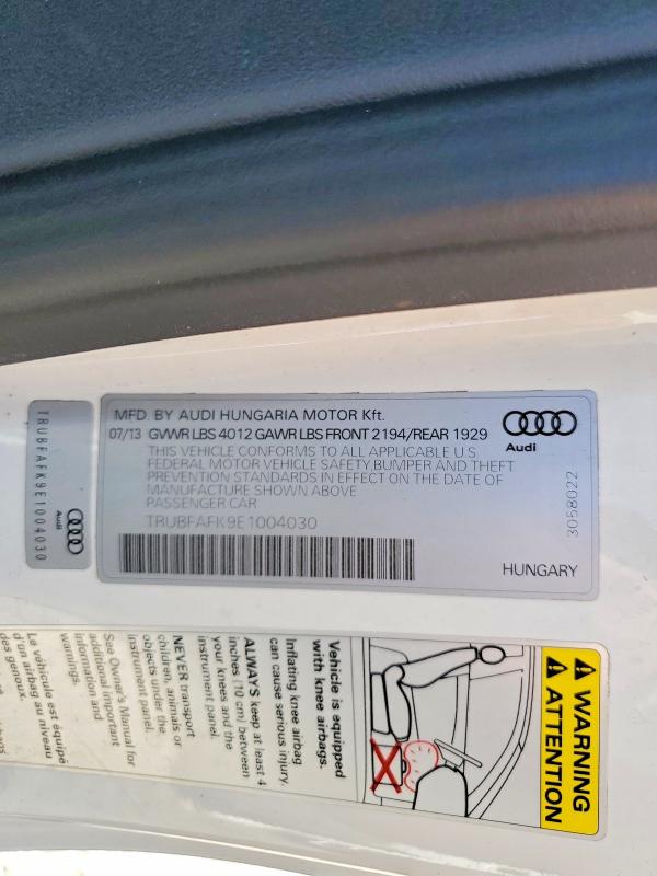Auction sale of the 2014 Audi Tt, vin: TRUBFAFK9E1004030, lot number: 61938516