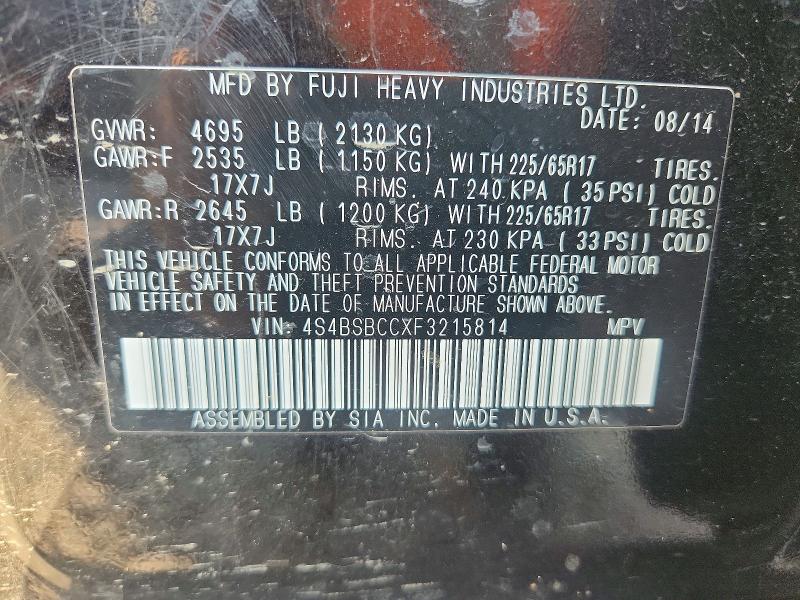 Продажа на аукционе авто 2015 Subaru Outback, vin: 4S4BSBCCXF3215814, номер лота: 60842866