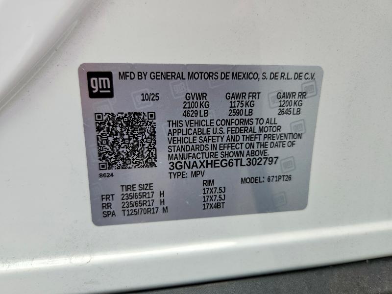 Продаж на аукціоні авто 2026 Chevrolet Equinox, vin: 3GNAXHEG6TL302797, номер лоту: 62934636