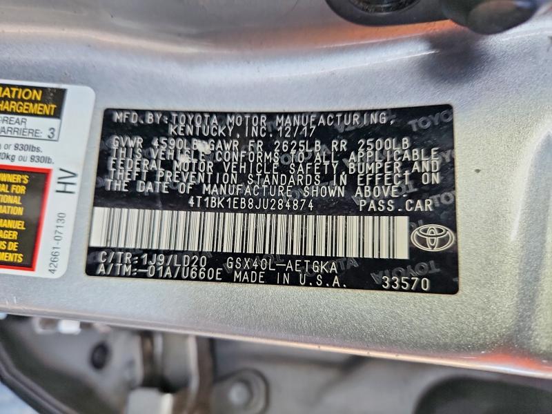 Aukcja sprzedaży 2018 Toyota Avalon, vin: 4T1BK1EB8JU284874, numer aukcji: 58426076