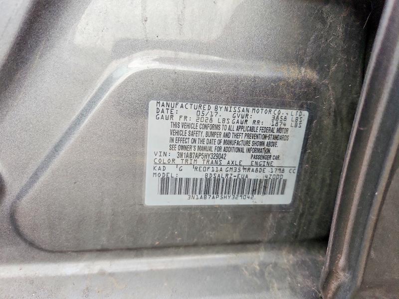 2017 Nissan Sentra მანქანა იყიდება აუქციონზე, vin: 3N1AB7AP5HY329042, აუქციონის ნომერი: 62129626