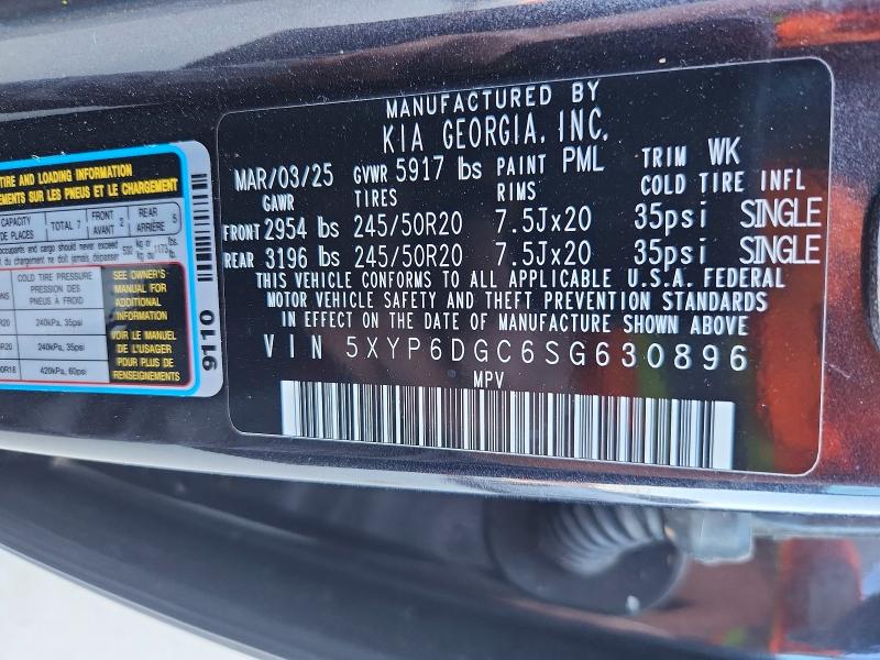 60974336 :رقم المزاد ، 5XYP6DGC6SG630896 vin ، 2025 Kia Telluride مزاد بيع