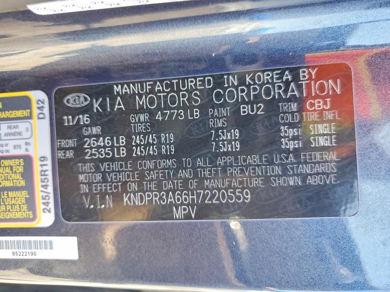62608296 :رقم المزاد ، KNDPR3A66H7220559 vin ، 2017 Kia Sportage مزاد بيع