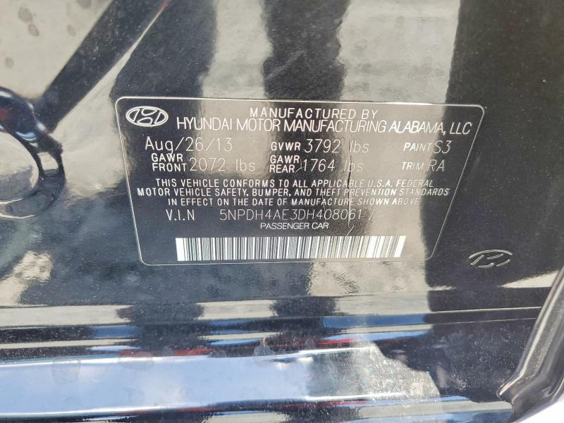 60184956 :رقم المزاد ، 5NPDH4AE3DH408061 vin ، 2013 Hyundai Elantra مزاد بيع