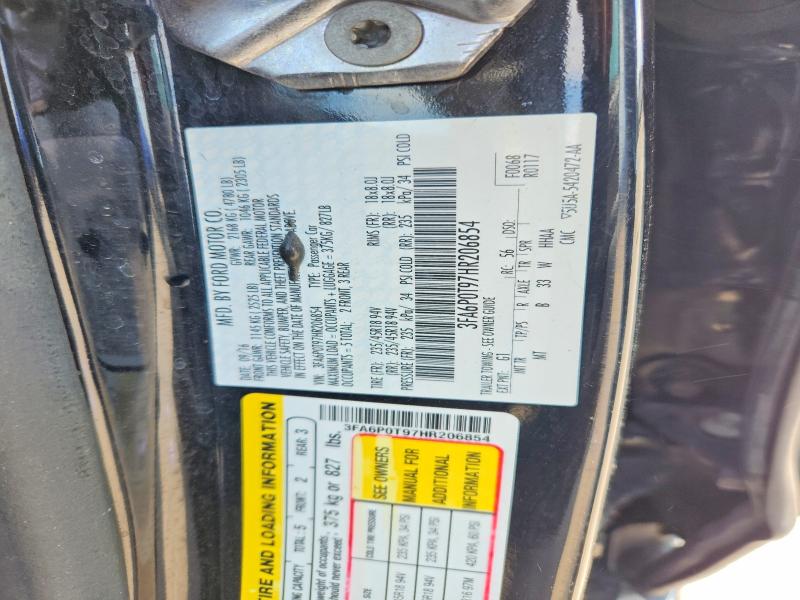 Aukcja sprzedaży 2017 Ford Fusion, vin: 3FA6P0T97HR206854, numer aukcji: 63253646