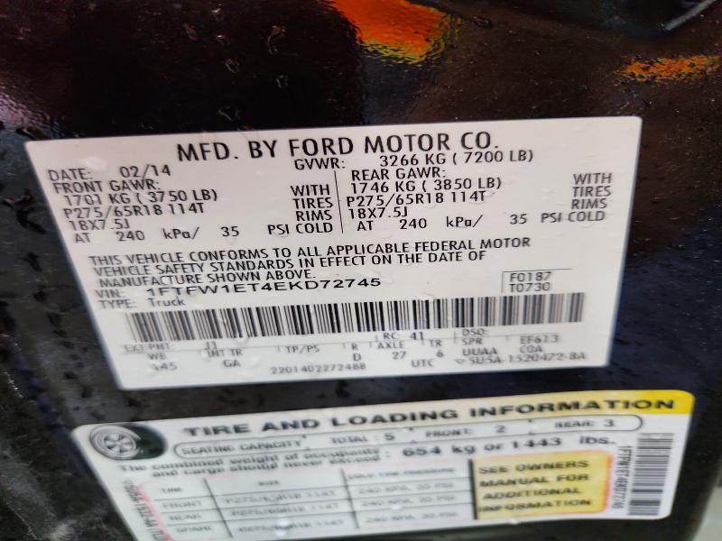 Продаж на аукціоні авто 2014 Ford F150, vin: 1FTFW1ET4EKD72745, номер лоту: 60806936