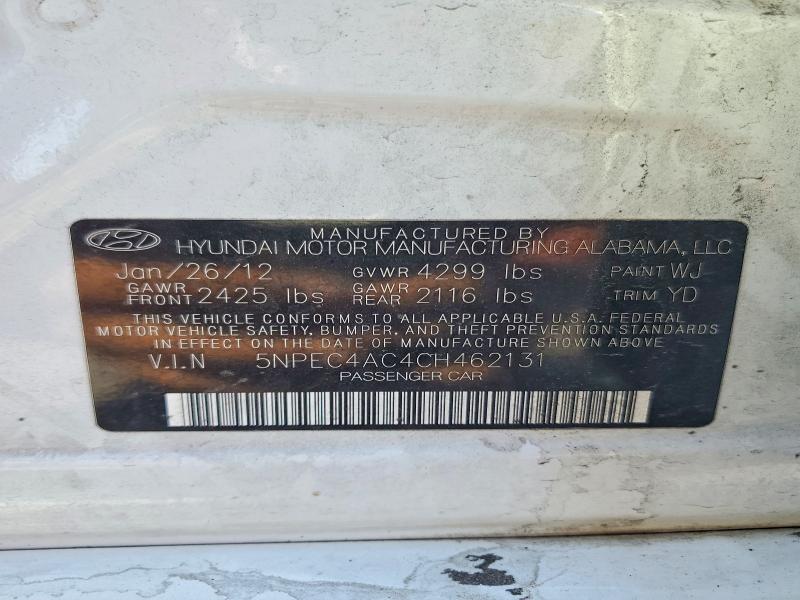Aukcja sprzedaży 2012 Hyundai Sonata, vin: 5NPEC4AC4CH462131, numer aukcji: 62528616