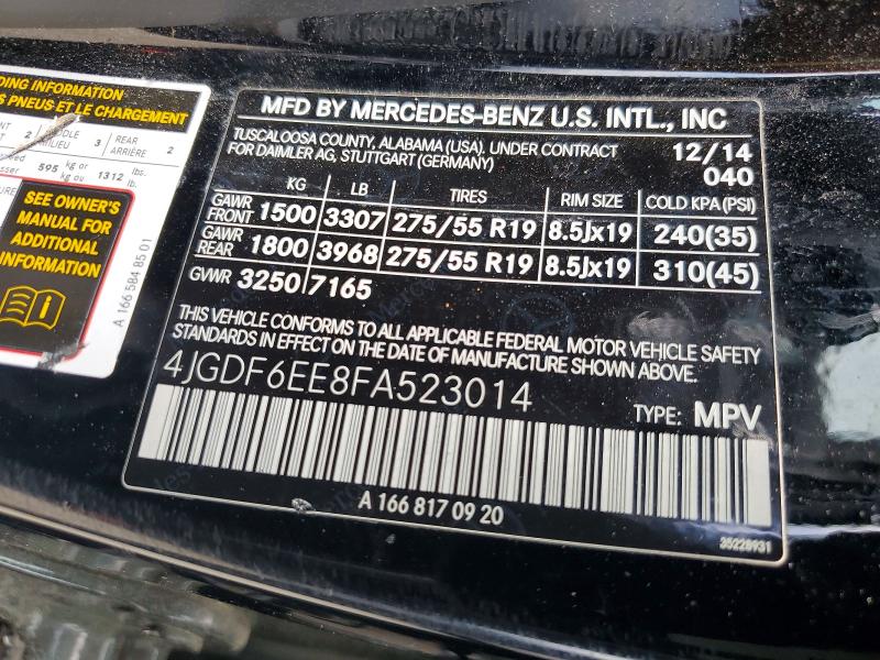 2015 Mercedes-benz Gl მანქანა იყიდება აუქციონზე, vin: 4JGDF6EE8FA523014, აუქციონის ნომერი: 60069896