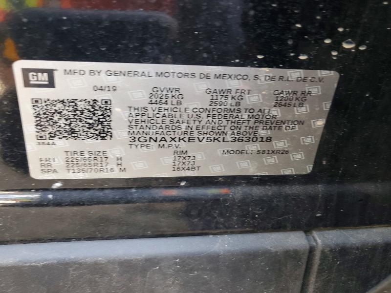 Aukcja sprzedaży 2019 Chevrolet Equinox, vin: 3GNAXKEV5KL363018, numer aukcji: 62200846