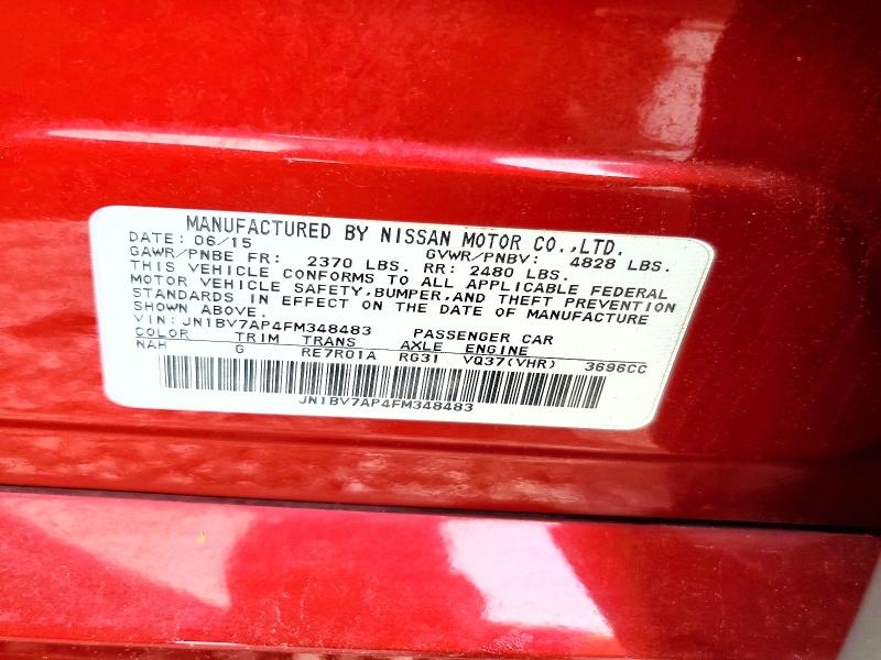 58495386 :رقم المزاد ، JN1BV7AP4FM348483 vin ، 2015 Infiniti Q50 مزاد بيع
