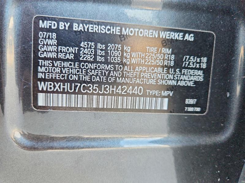 60754526 :رقم المزاد ، WBXHU7C35J3H42440 vin ، 2018 Bmw X1 مزاد بيع