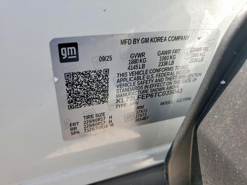 Продаж на аукціоні авто 2026 Chevrolet Trax, vin: KL77LFEP6TC035043, номер лоту: 62116046