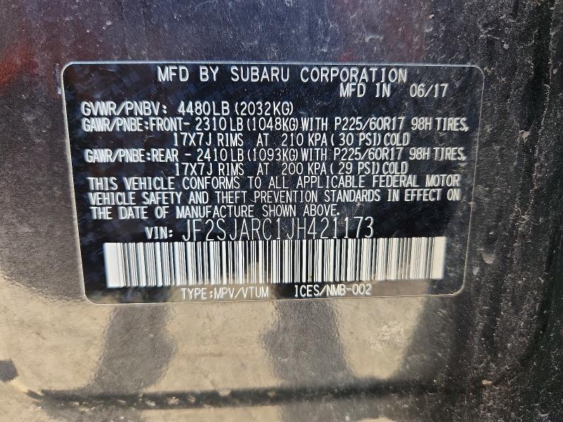 Продажа на аукционе авто 2018 Subaru Forester, vin: JF2SJARC1JH421173, номер лота: 62725646