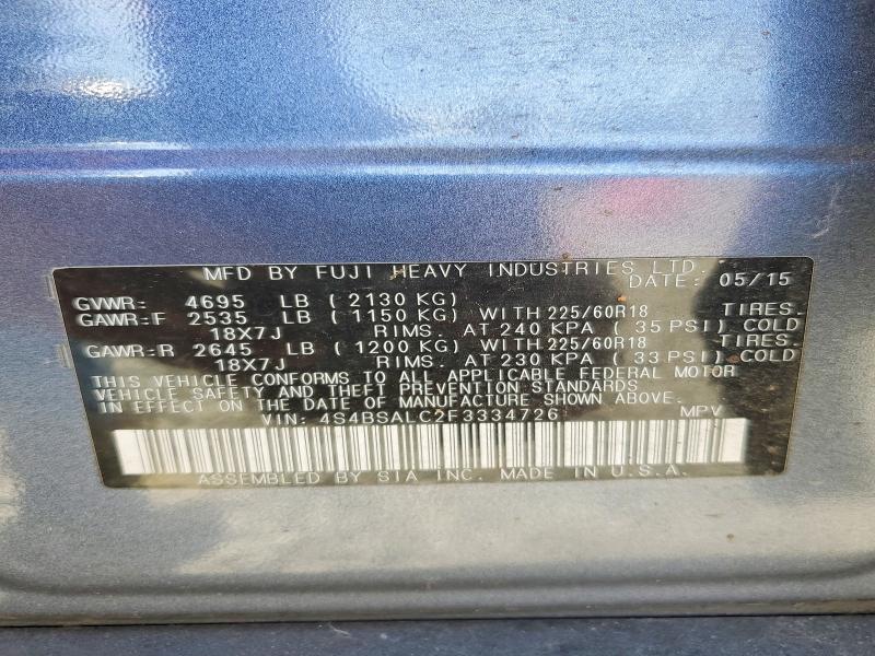 Продаж на аукціоні авто 2015 Subaru Outback, vin: 4S4BSALC2F3334726, номер лоту: 59654656