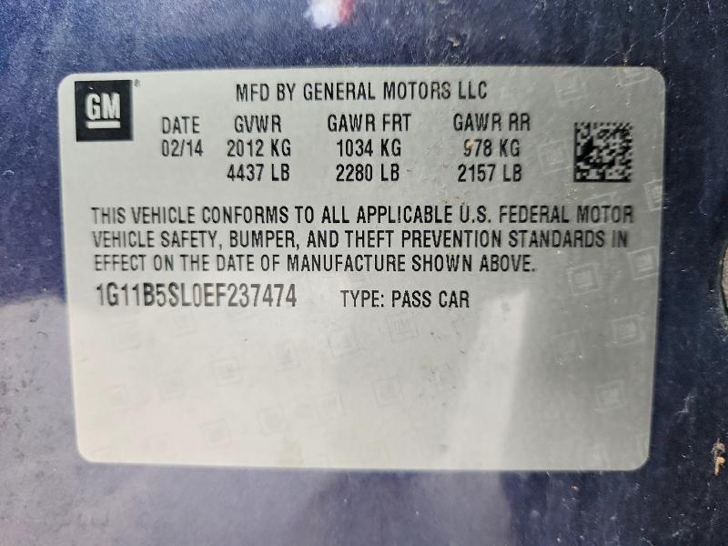 Aukcja sprzedaży 2014 Chevrolet Malibu, vin: 1G11B5SL0EF237474, numer aukcji: 61899836