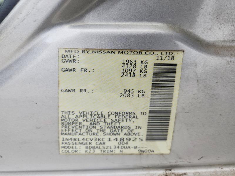 Aukcja sprzedaży 2019 Nissan Altima, vin: 1N4BL4CV3KC148925, numer aukcji: 62322196