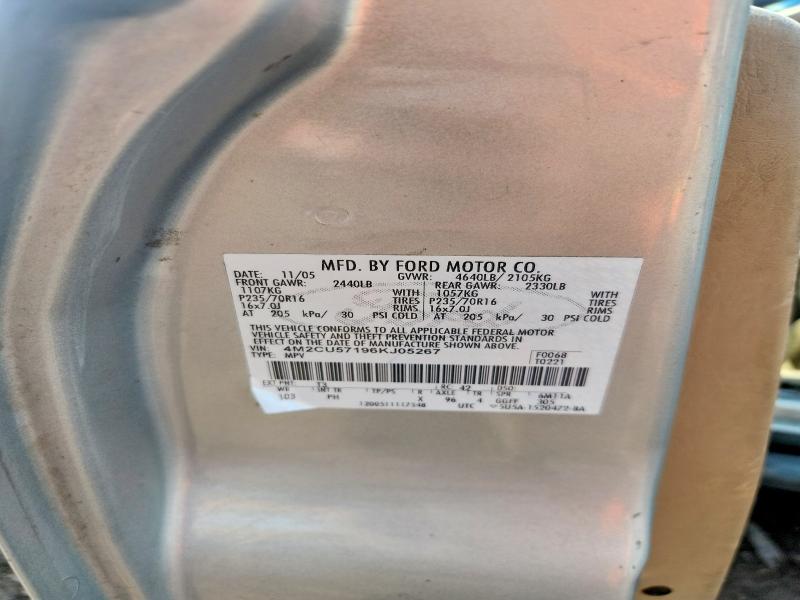 2006 Mercury Mariner მანქანა იყიდება აუქციონზე, vin: 4M2CU57196KJ05267, აუქციონის ნომერი: 63011146