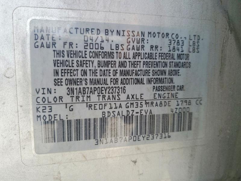 Aukcja sprzedaży 2014 Nissan Sentra, vin: 3N1AB7AP0EY237316, numer aukcji: 61994856