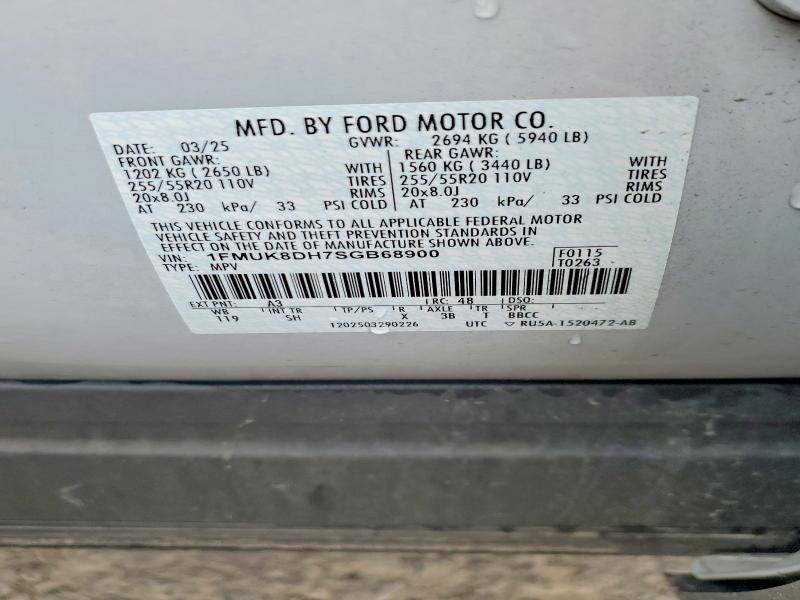 59699526 :رقم المزاد ، 1FMUK8DH7SGB68900 vin ، 2025 Ford Explorer مزاد بيع