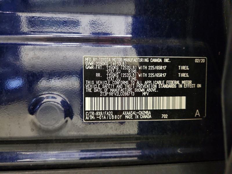 Продажа на аукционе авто 2020 Toyota Rav4, vin: 2T3P1RFV2LC098713, номер лота: 60621936