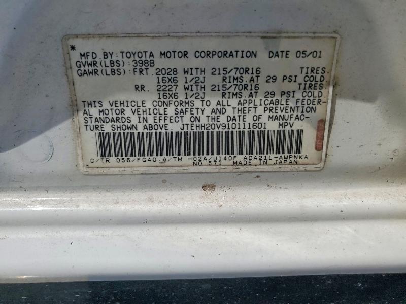 63030436 :رقم المزاد ، JTEHH20V910111601 vin ، 2001 Toyota Rav4 مزاد بيع