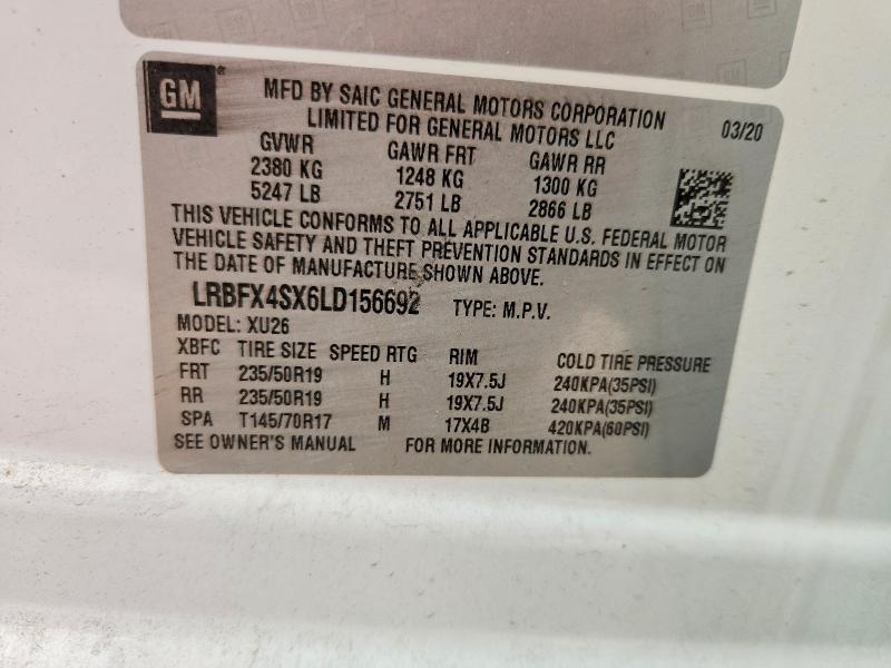 Aukcja sprzedaży 2020 Buick Envision, vin: LRBFX4SX6LD156692, numer aukcji: 61771836