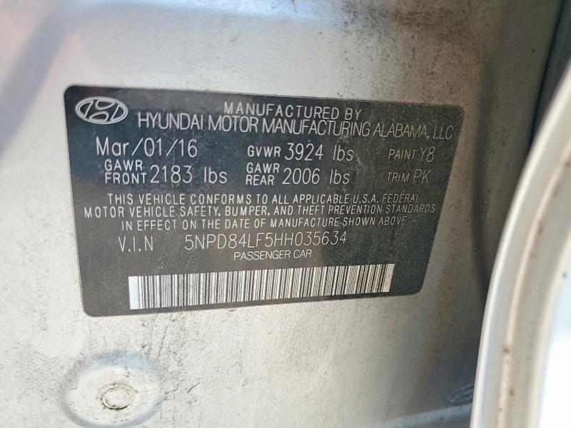 62726286 :رقم المزاد ، 5NPD84LF5HH035634 vin ، 2017 Hyundai Elantra مزاد بيع