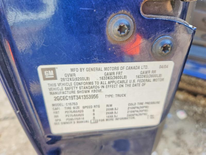 2004 Chevrolet Silverado მანქანა იყიდება აუქციონზე, vin: 2GCEC19T341353956, აუქციონის ნომერი: 61078396